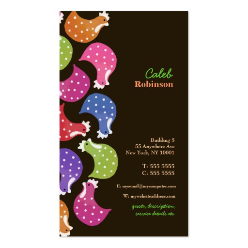 Chicken Rainbow Fun Pattern Food Business Card (front side)