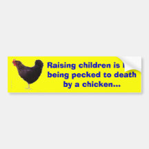 chicken, Raising children is like being pecked ... Bumper Stickers