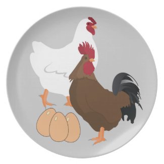 Chicken Rooster Eggs Plate