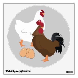 Chicken Rooster Eggs Round Wall Decal