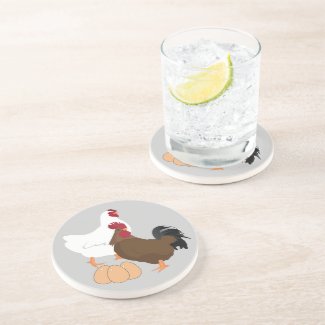 Chicken Rooster Eggs Sandstone Drink Coaster