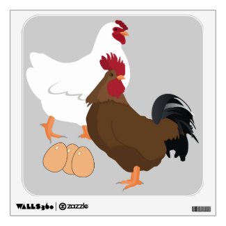 Chicken Rooster Eggs Square Wall Decal