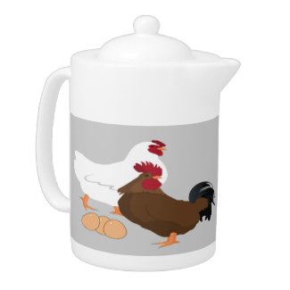 Chicken Rooster Eggs Teapot