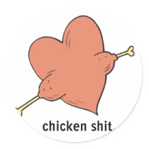 chicken shit heart round sticker
