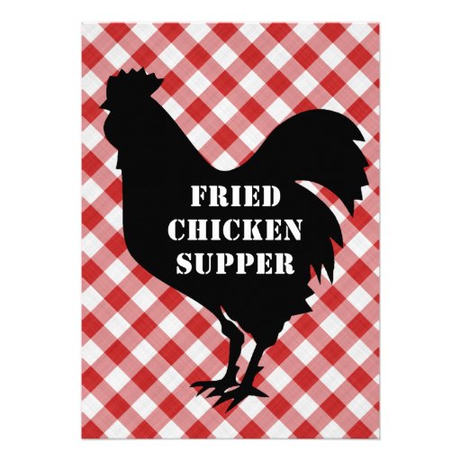 Chicken Silo, Red & White Check Cloth Fried Supper Custom Invitation