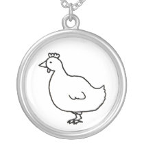 Chicken - simple clean original line art drawing custom jewelry