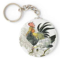 Chicken Vintage Japanese Silk Label Keychains