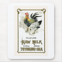 Chicken Vintage Japanese Silk Label Mouse Pads