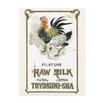 Chicken Vintage Japanese Silk Label Postcards
