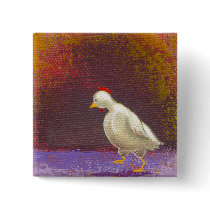 Chicken walking thinking fun unique colorful art buttons