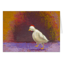 Chicken walking thinking fun unique colorful art cards