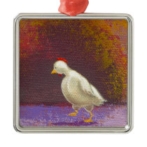 Chicken walking thinking fun unique colorful art ornaments