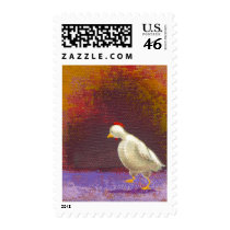 Chicken walking thinking fun unique colorful art stamps