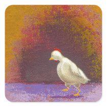 Chicken walking thinking fun unique colorful art stickers