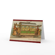 Chickens on Trolley Car Vintage Easter Greeting Card