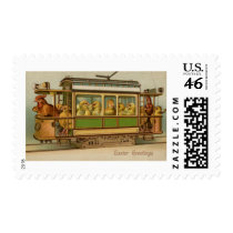Chickens on Trolley Car Vintage Easter postage