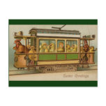Chickens on Trolley Car Vintage Easter Post Card