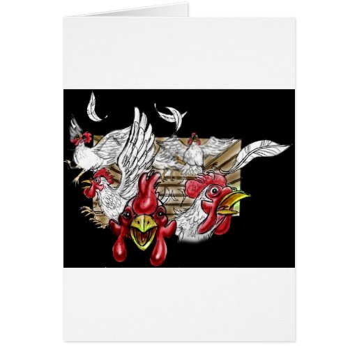 Chickens Roosters Hen House Hens Coop Farm Animals Greeting Cards
