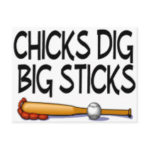 Chicks Dig Big Sticks (Baseball) postcards