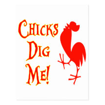 Chicks Dig Me Rooster Postcard