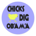Chicks Dig Obama Round Bumper Sticker