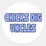 Chicks Dig Uncles Round Stickers