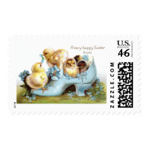 Chicks in a Shoe Vintage Easter Card Postage