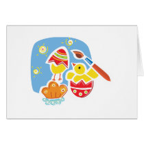 Chicks Painting Easter Eggs cards