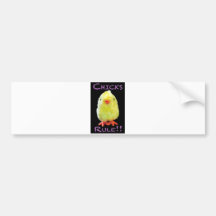 Chicks Rule Portrait on Black Bumper Sticker