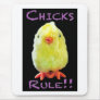 Chicks Rule Portrait on Black Mousepad
