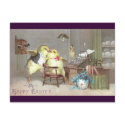 Chicks Smooch in Office Full of Eggs postcards