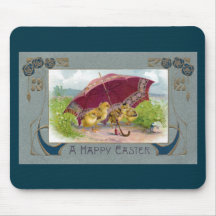 Chicks Under Umbrella Art Nouveau Easter Mouse Pad