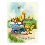 Chicky Wagon Easter Vintage Postcard