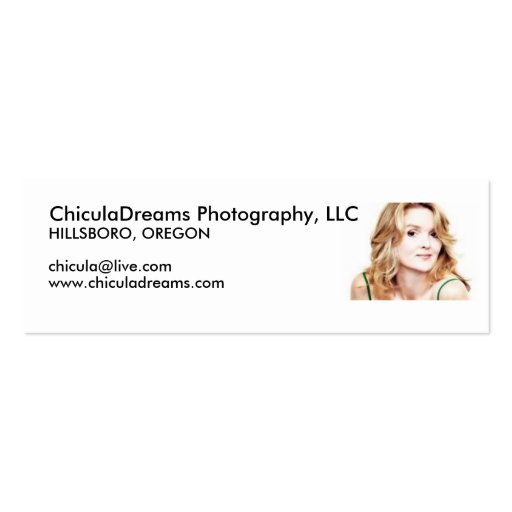 ChiculaDreams Photography Business Cards (front side)