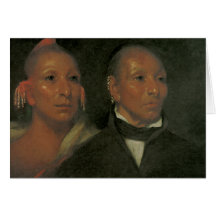 Chief Black Hawk and His Son Greeting Cards