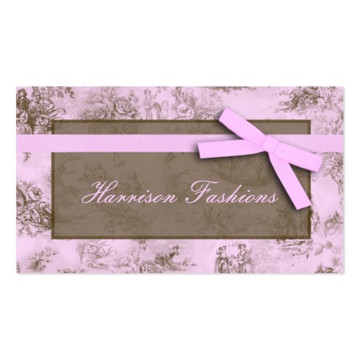 Chiffon Pink Toile French Fabric Business Cards (front side)