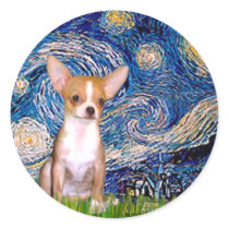 Chihuahua 1 - Starry Night Round Sticker
