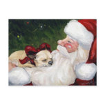 "Chihuahua and Santa" Dog Art Christmas Postcard