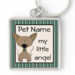 Chihuahua Angel Dogs Keepsake Keyring Add Name Keychain