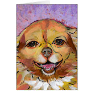 Chihuahua art - Adorable fun smiling happy girl card