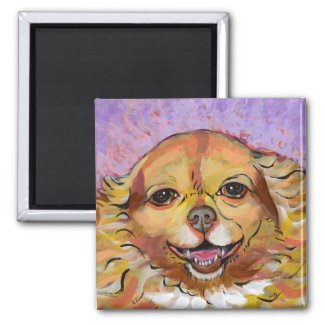 Chihuahua art - Adorable fun smiling happy girl Magnets