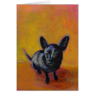 Chihuahua art cute black dog original painting card