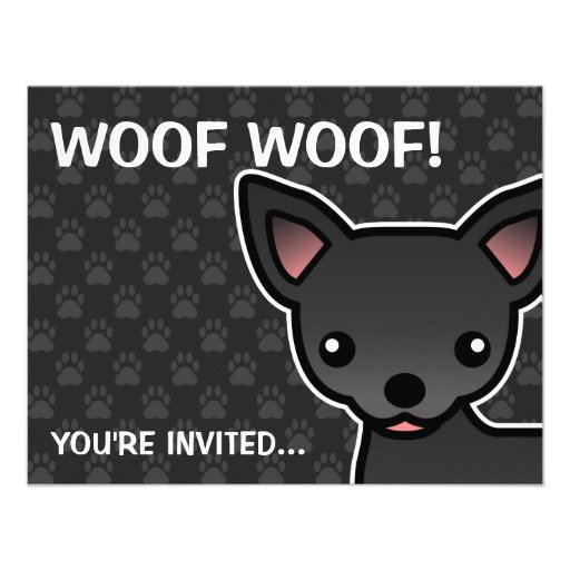 Chihuahua Black Smooth Coat Custom Invitations