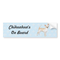 Chihuahua ~ Blue w/ White Diamonds Design Bumper Stickers