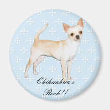 Chihuahua ~ Blue w/ White Diamonds Design Fridge Magnets
