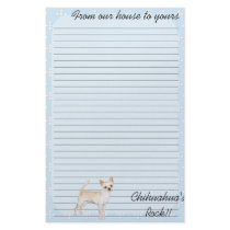 Chihuahua ~ Blue w/ White Diamonds Design Custom Stationery