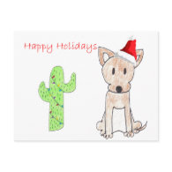 Chihuahua Cactus Christmas Post Card