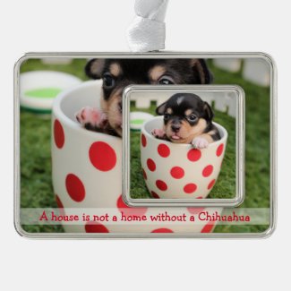 Chihuahua Christmas Ornament Framed With Photo Silver Plated Framed Ornament