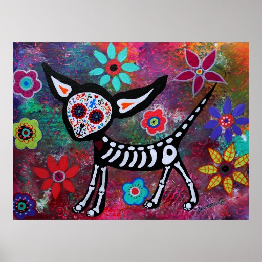 CHIHUAHUA COUPLE DAY OF THE DEAD PRINT
