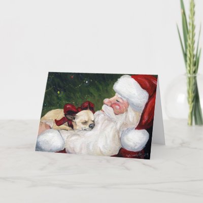 'Chihuahua Cozy Christmas' Dog Art Greeting Card